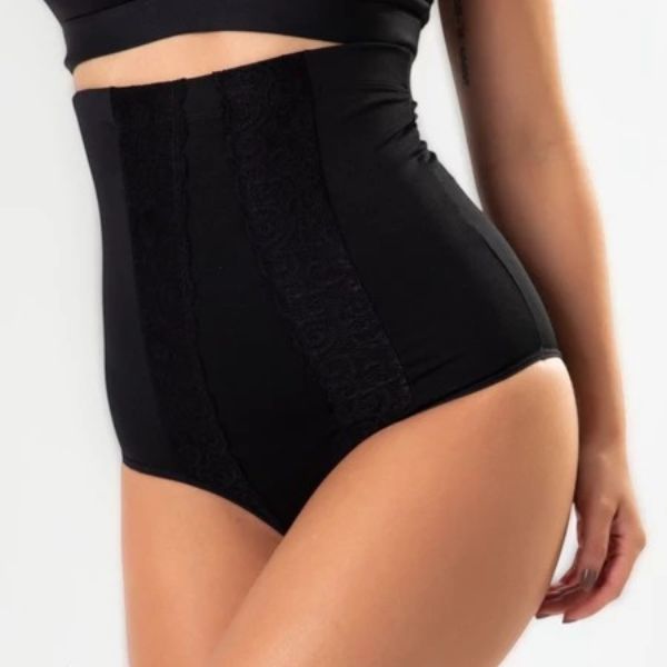 Kit 2 Cinta Modeladora Fio Dental Renda Calcinha Cós Alto Pós Parto Compressão Lingerie Feminina