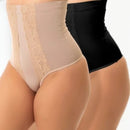 Kit 2 Cinta Modeladora Fio Dental Renda Calcinha Cós Alto Pós Parto Compressão Lingerie Feminina
