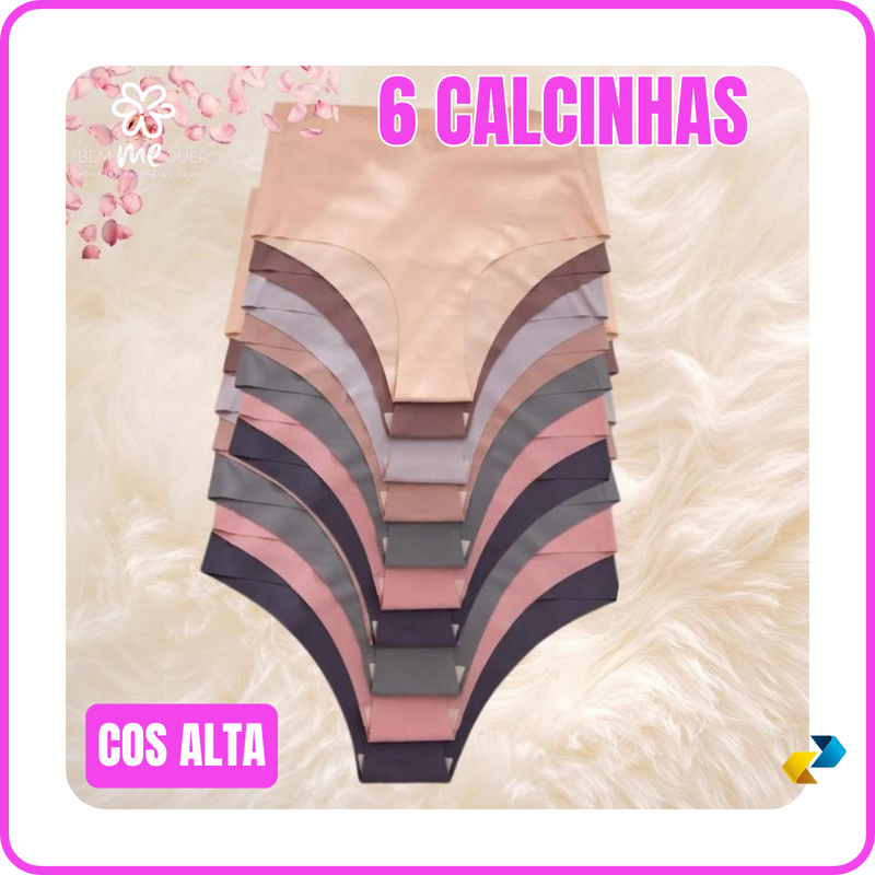 (Compre 3 leve 6) Kit com 6 Calcinhas cinta sem Costura Corte Laser Modeladora Efeito Lipo® ENVIO IMEDIATO + Frete Grátis 📦 (SOMENTE HOJE!)🔥