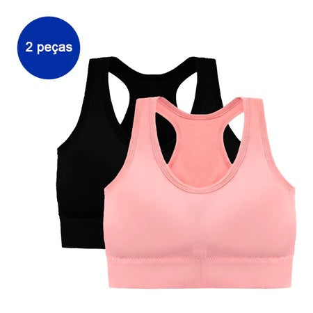Kit 2 Top Academia Sutiã Esportivo Fitness Sustentação
