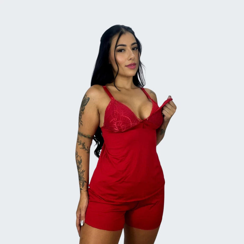 Baby Doll Amamentação para Maternidade Pijama Gestante Pós Parto Abre Fácil