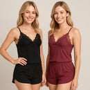 kit Pijama Baby Doll Sexy Detalhe Em Renda Linha Noite Alças Com Regulagem - 2 Unidades