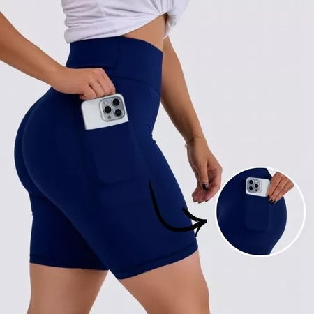 Kit 2 Bermuda Ciclista Feminina Academia Com Bolso Lateral