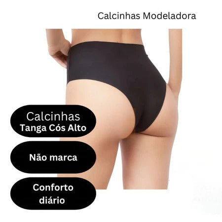 Kit 6 Calcinhas Tanga Cós Alto Sem Costura